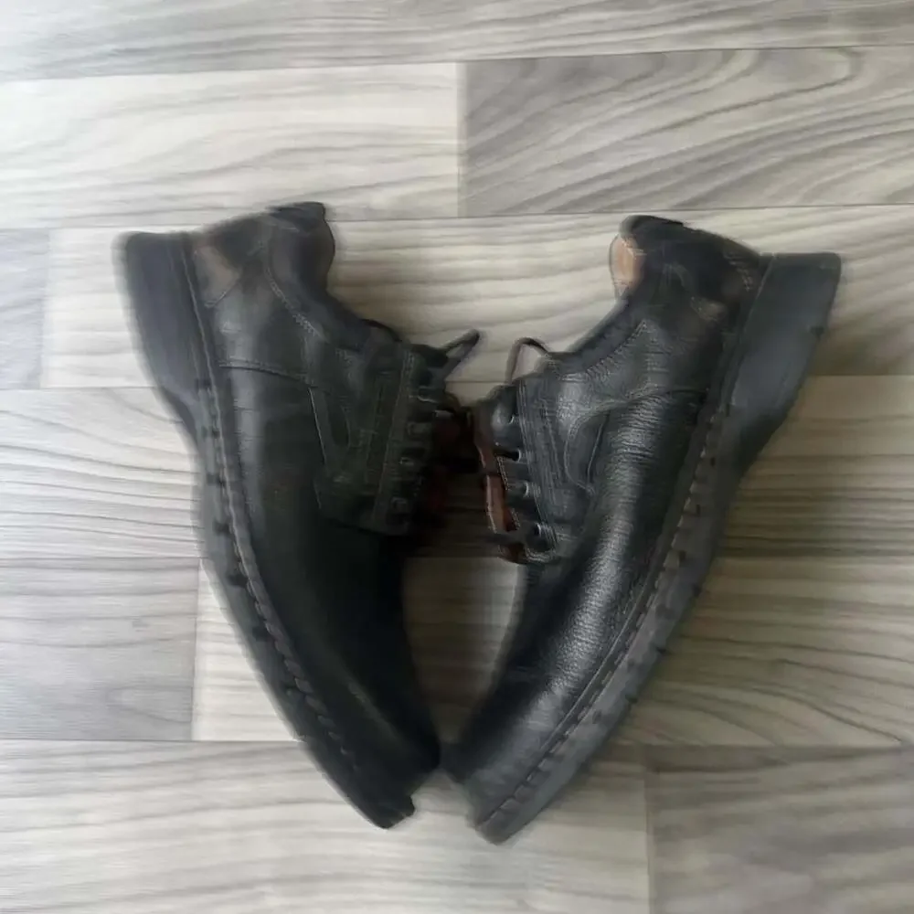 Clarks Unstructured Black Leather Chunky Derby Shoes Men's 11